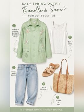 Mint Green Cotton Floral Embroidered Jacket Lightweight Spring | Fits XL-2X